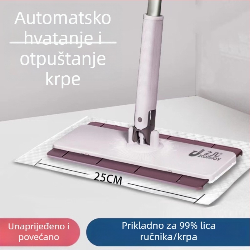 Mop s ručkom od nehrđajućeg čelika, dvostruki pogon, podizačka ručka s pločom, nosivost 10 kg, sklopivi mehanizam cijeđenja