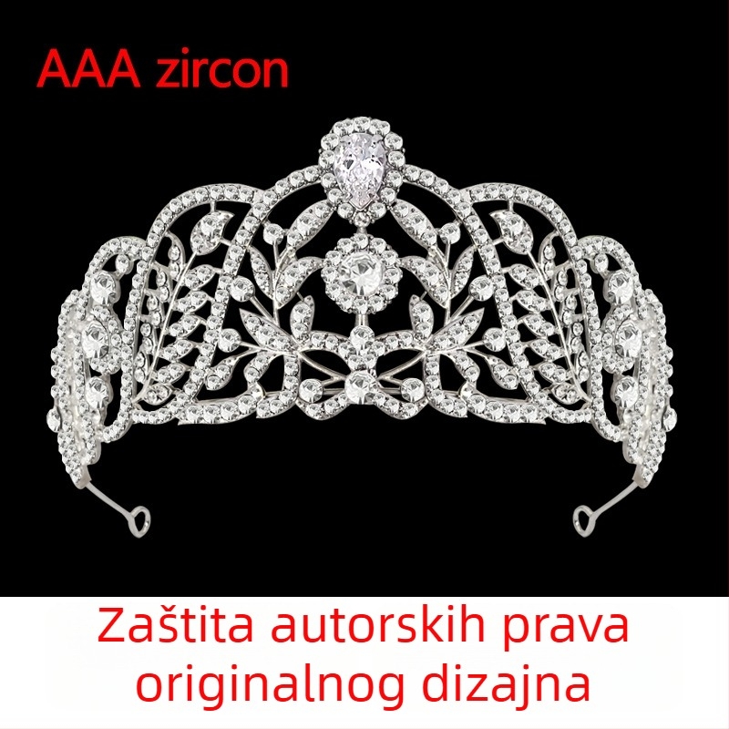 Nevjesta kruna – od legure, bijeli kristali, elektroplatiranje, elegantna tiara princeze