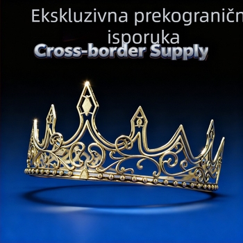 Prilagodljiva kruna od legure za Halloween – retro srednjovjekovna kraljevska tiara za scensku upotrebu, muška kruna, galvanizacija, bez kristala