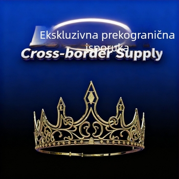 Prilagodljiva kruna od legure za Halloween – retro srednjovjekovna kraljevska tiara za scensku upotrebu, muška kruna, galvanizacija, bez kristala
