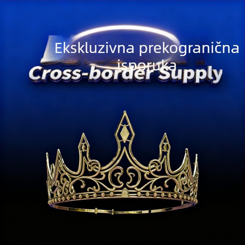 Prilagodljiva kruna od legure za Halloween – retro srednjovjekovna kraljevska tiara za scensku upotrebu, muška kruna, galvanizacija, bez kristala