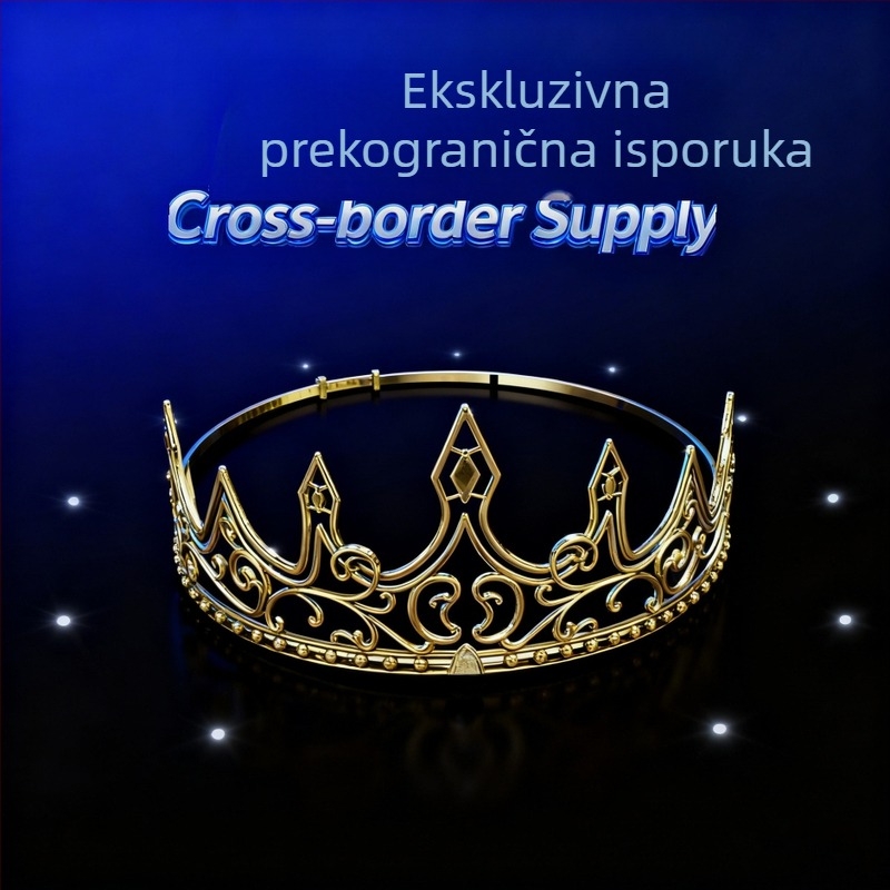 Prilagodljiva kruna od legure za Halloween – retro srednjovjekovna kraljevska tiara za scensku upotrebu, muška kruna, galvanizacija, bez kristala