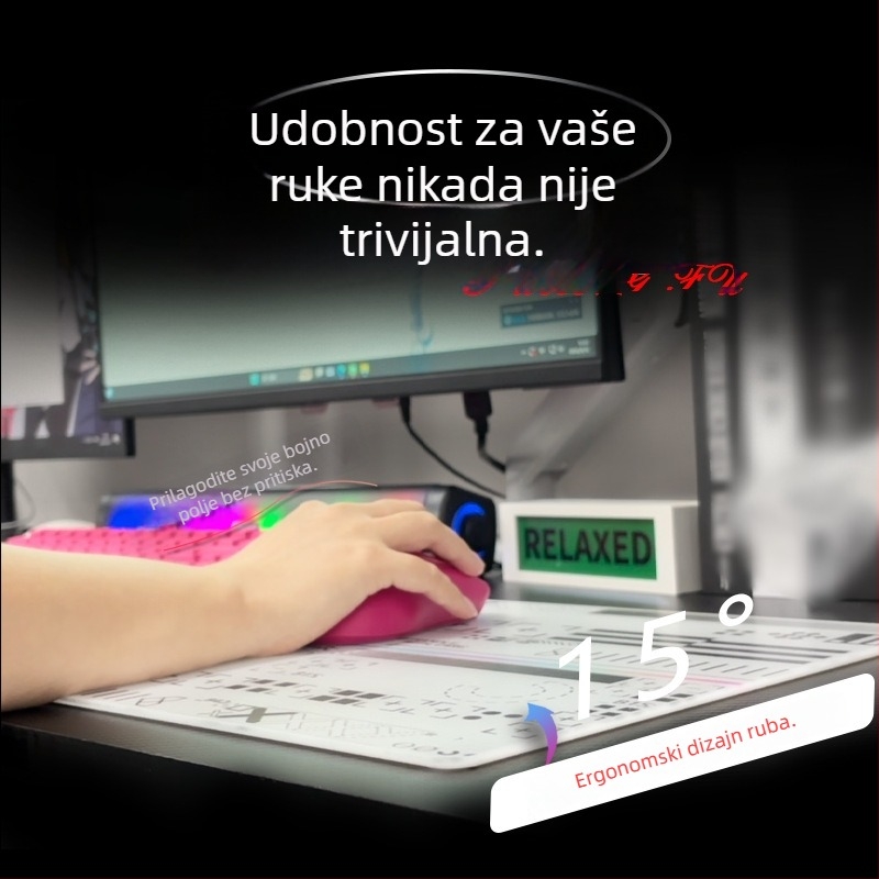 Podloga za miš s kaljenim staklom za gaming | jednostrana, ispis logotipa, izrađena po mjeri od uzorka/slike