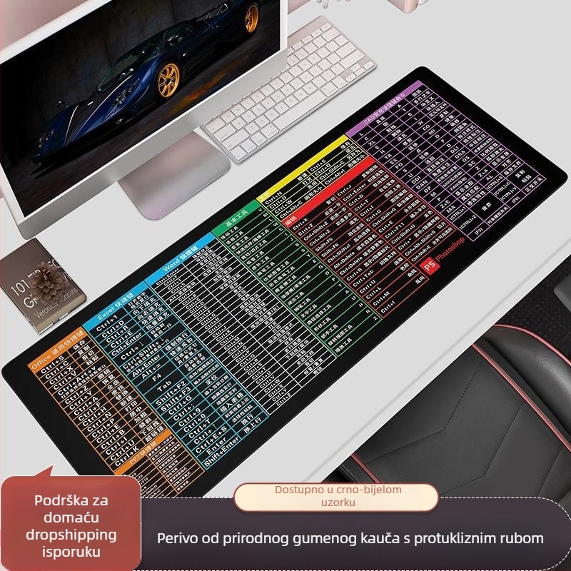 Ogromna podloga za miš za ured – protuklizna gumena podloga, jednostrana s otisnutim logotipom, prilagodljiva.