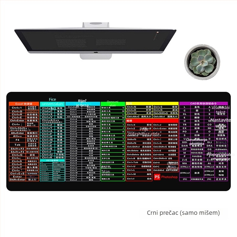 Ogromna podloga za miš za ured – protuklizna gumena podloga, jednostrana s otisnutim logotipom, prilagodljiva.