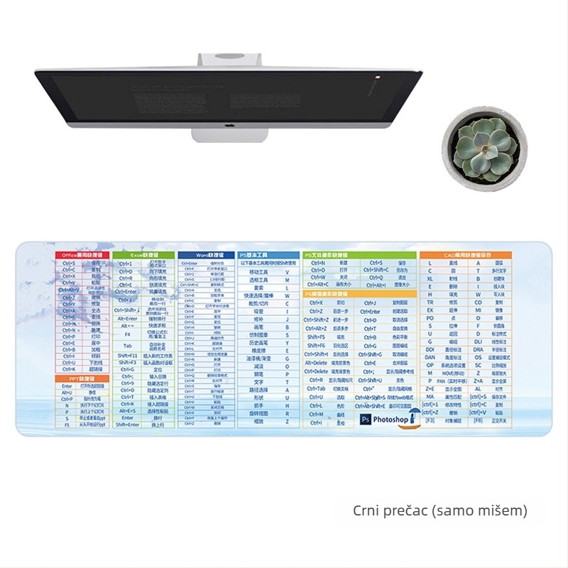 Ogromna podloga za miš za ured – protuklizna gumena podloga, jednostrana s otisnutim logotipom, prilagodljiva.