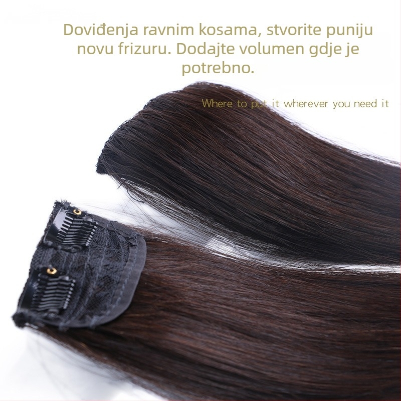 Real Hair Pad – Nevidljivi dodatak za volumen na vrhu glave, ravna kosa, Pravi ljudski vlasi, Model Real Hair 2-3 Card Pad, može se bojiti, Marka Qiao Xi