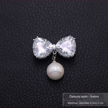 Srcolita bakrena broš za košulje (Daiben dadbean); cirkoni i biseri; korejski stil