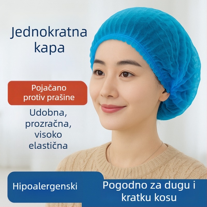 Jednokratna kapa za glavu, model TM, zaštita od prašine, s otvorima za dah, pogodna za tvornicu, kozmetički salon, prehrambena industrija, kuhinju, bolnicu i laboratorij