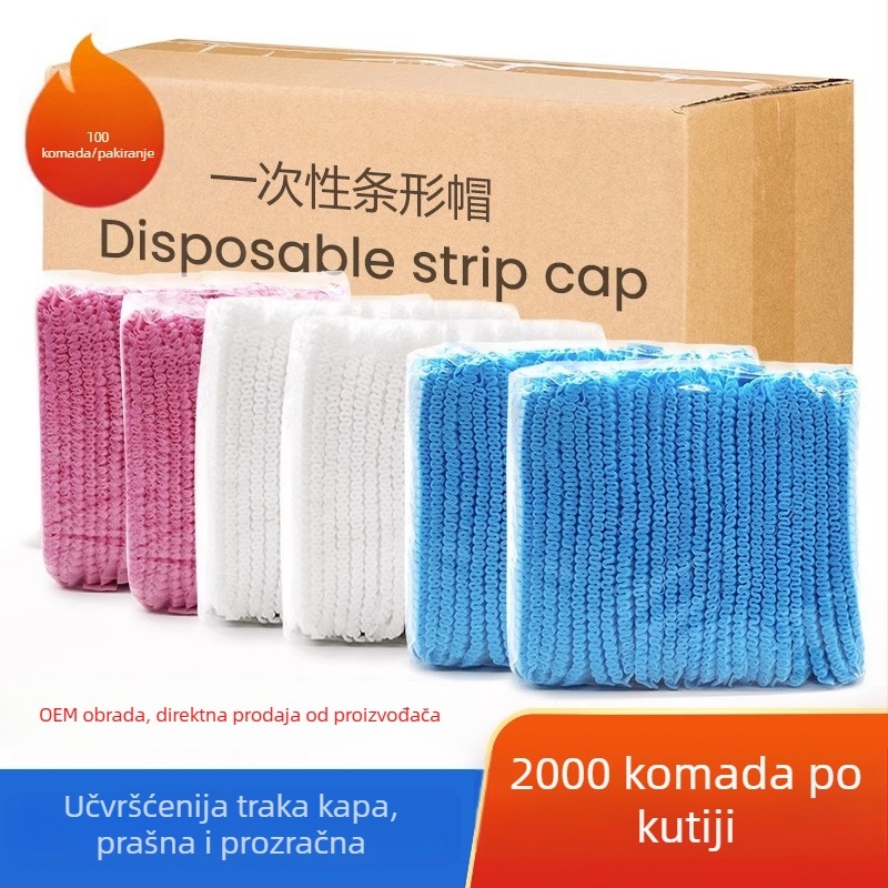 Jednokratna kapa od netkanog materijala, zaštita od prašine i ispadanja kose, podstava od PP, GB 15979-2002, pogodna za prehrambenu industriju i catering