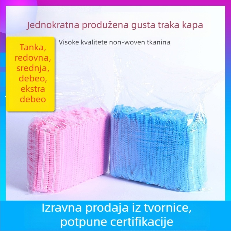 Jednokratna kapa od neprozivne netkane tkanine s mrežicom za kosu, otporna na prašinu, prozračna, pogodna za tvornicu i laboratorij