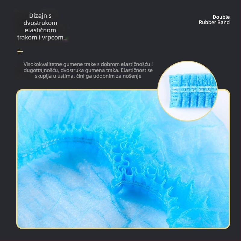 Jednokratna kapa za kosu od netkanog materijala, Strip Cap, labavog pristajanja, dvostruka rebrasta konstrukcija, zaštita od prašine i gubitka kose