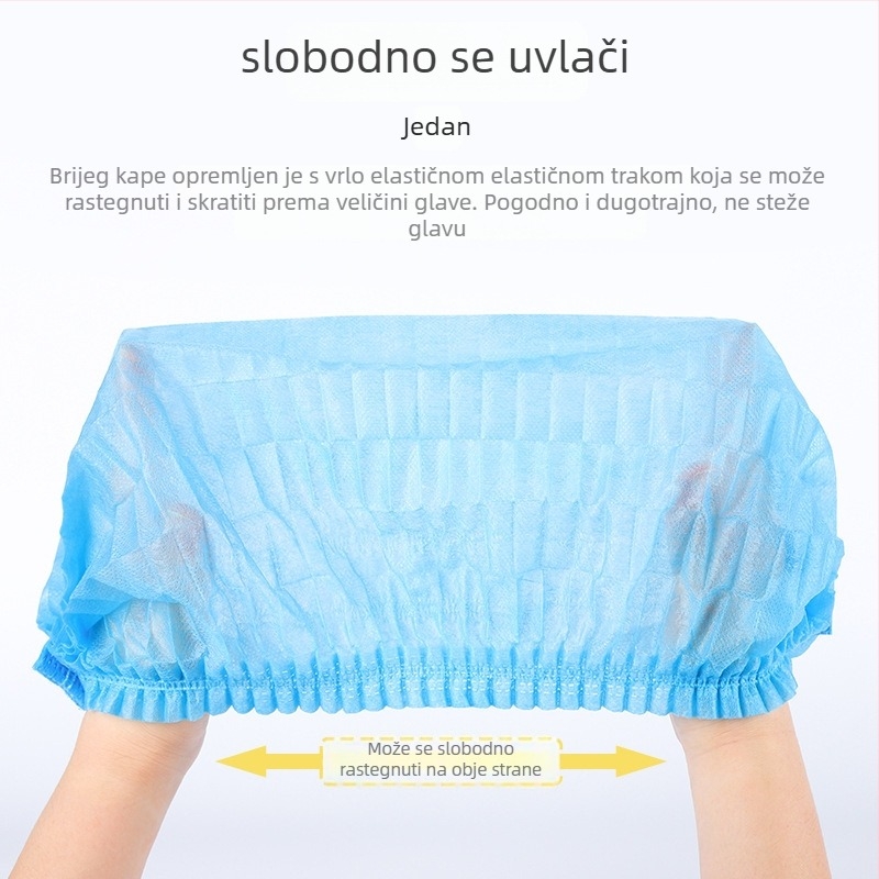 Jednokratna kapa za kosu od netkanog materijala, Strip Cap, labavog pristajanja, dvostruka rebrasta konstrukcija, zaštita od prašine i gubitka kose
