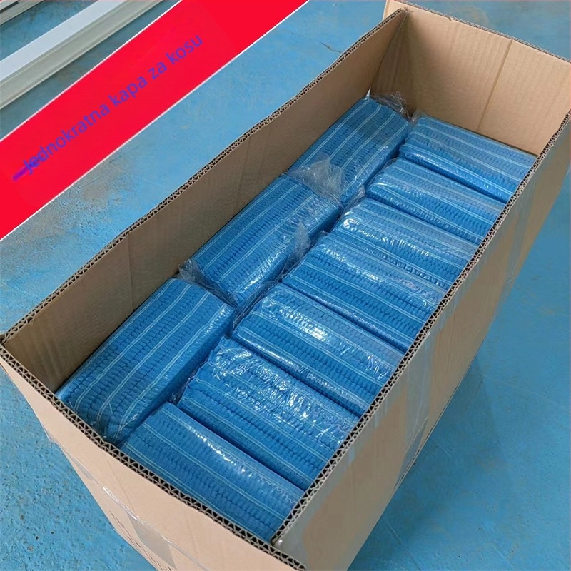 Jednokratna kapa za kosu od netkanog materijala, s trakom, prozračna, otporna na prašinu i uljni dim, za kuhinju i prehrambenu industriju, pojačana