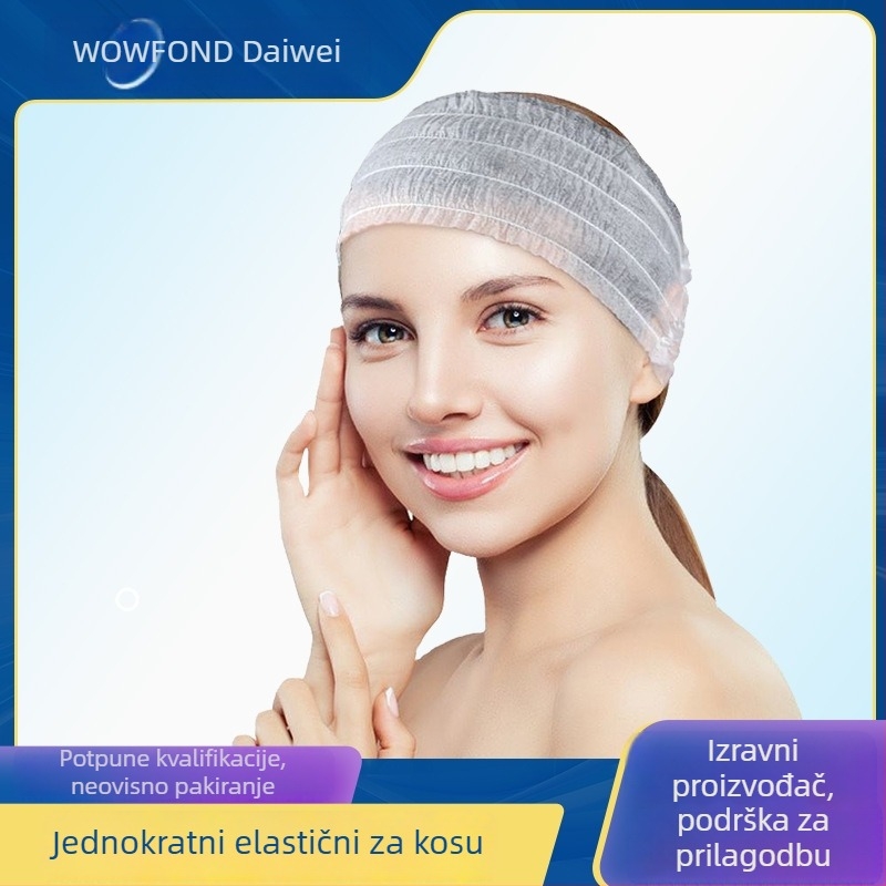 Jednokratna traka za kosu od netkanog materijala, prašinu zaštićena, s pričvršćivanjem na glavu, model WFC039; pogodna za salone ljepote, frizerske salone, zdravstvene centre i kućnu upotrebu.