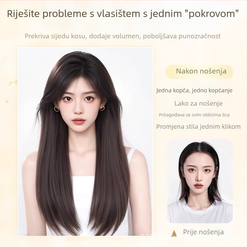 Paruka za žene, ravna kosa, model JS0605, kosa od proteinskih vlakana, mehanizam obrade