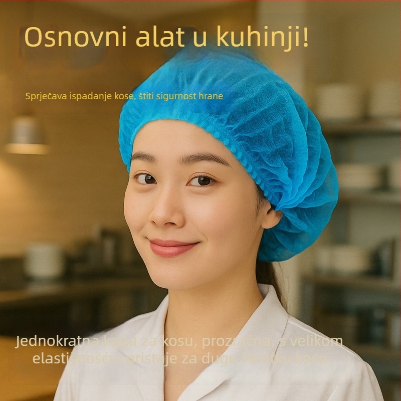 Jednokratna mrežasta kapa za kosu, Bar cap model, prozračna, za proizvodnju hrane
