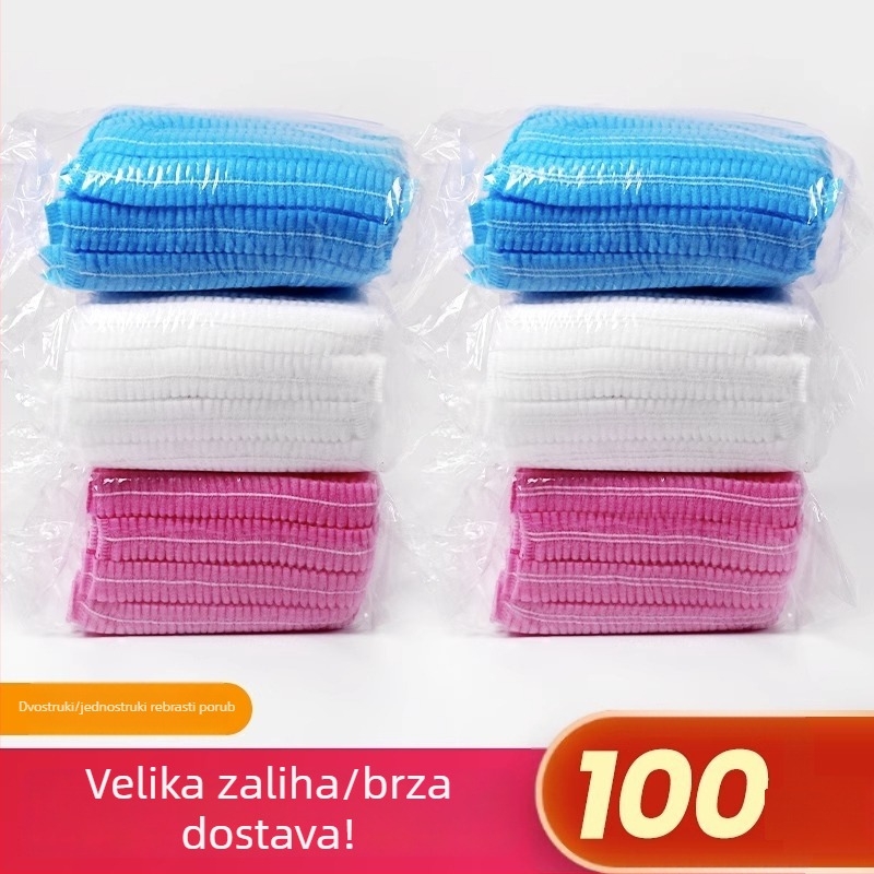 Jednokratna prašno-zaštitna i prozračna kapa za kosu za salone ljepote i tvornice, ženska kapa od netkanog materijala, kuharska kapa s trakicama