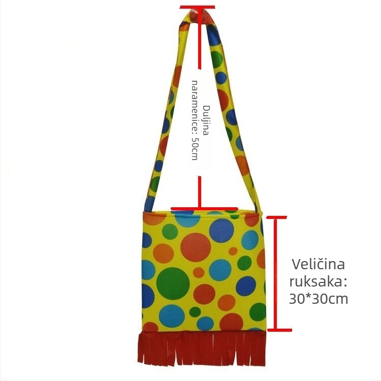 Ranac za klaun kostim, od tkanine, šiveno, rekviziti za šminku i odjeću