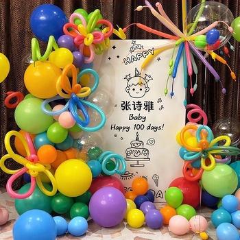 Balon za ceremoniju – 100-dnevni bebin banket, dekor scena za rođendan, Godina konja (materijal: papir; tip balona: pada na zemlju; oblik: rep-balon; tisak logotipa: nije moguće)