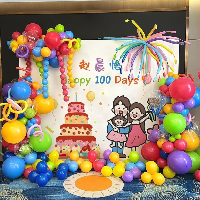 Balon za ceremoniju – 100-dnevni bebin banket, dekor scena za rođendan, Godina konja (materijal: papir; tip balona: pada na zemlju; oblik: rep-balon; tisak logotipa: nije moguće)