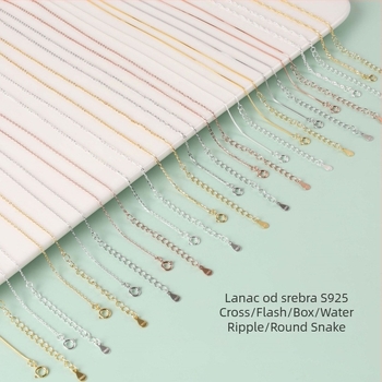 Ogrlica od srebra 925 s privjeskom križa, O-lanac, višeslojna, elektroplatirano