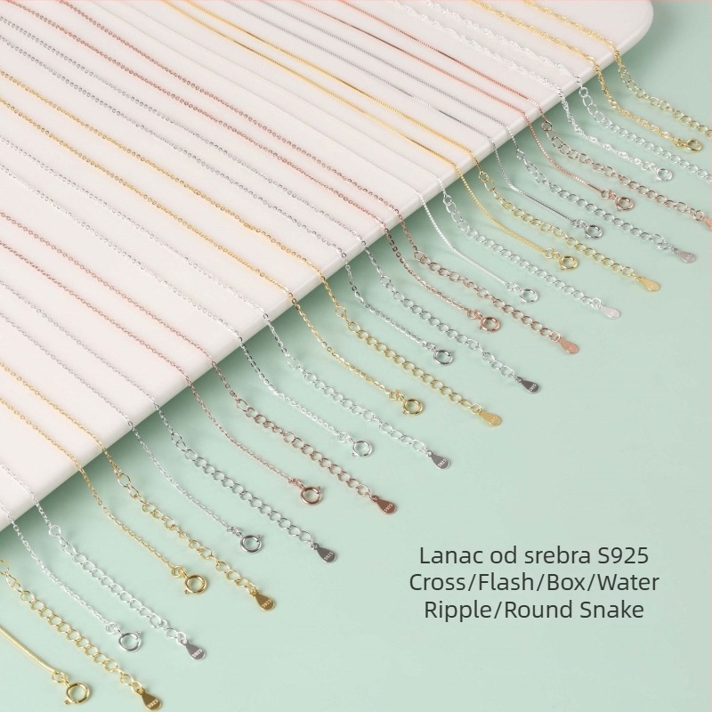 Ogrlica od srebra 925 s privjeskom križa, O-lanac, višeslojna, elektroplatirano