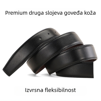 Muški kožni pojas od prave kože, dvostruki sloj teleće kože, kopča od legure, zatvarač s iglom, širina 2-4 cm
