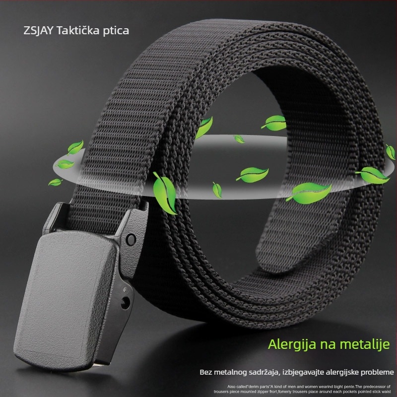 Taktički Bird platneni pojas, unisex, plastična kopča, klik zatvarač, bez metala, ručno pleten