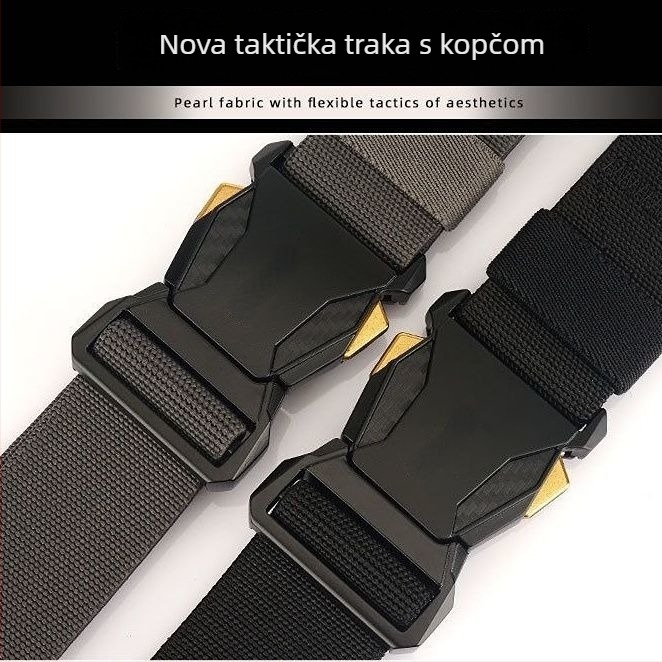 Unisex pojas od najlonske kanve s automatskom kopčom od legure, širina 2-4 cm, duljina jednokružnog oboda, elektroplirano završavanje