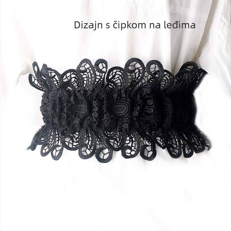 Čipkasti široki pojas sa kopčom, ženski elastični najlonski girdle, opušten stil, duljina 60–80 cm