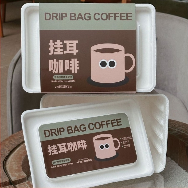 Biodegradabilna kutija od celuloznog papira za drip kavu, od Kraft papira, reljefni dizajn, karikaturistički stil, prilagođeno pakiranje