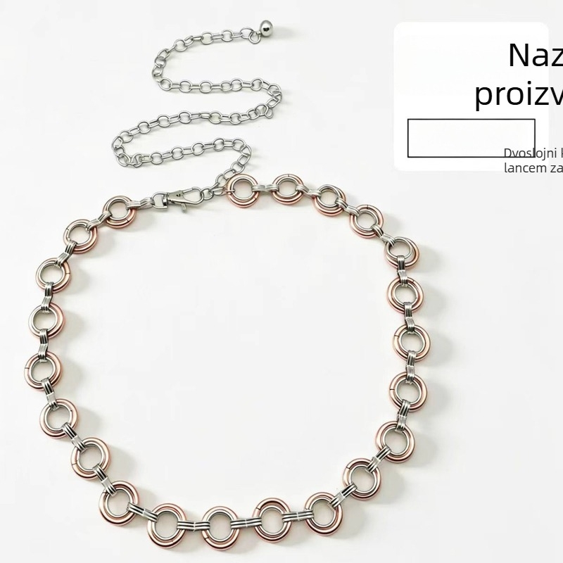 Ženski pojas lanac, metalni lanac, otvoreni motiv cvijeta šljive, elegantan dodatak marke Gass