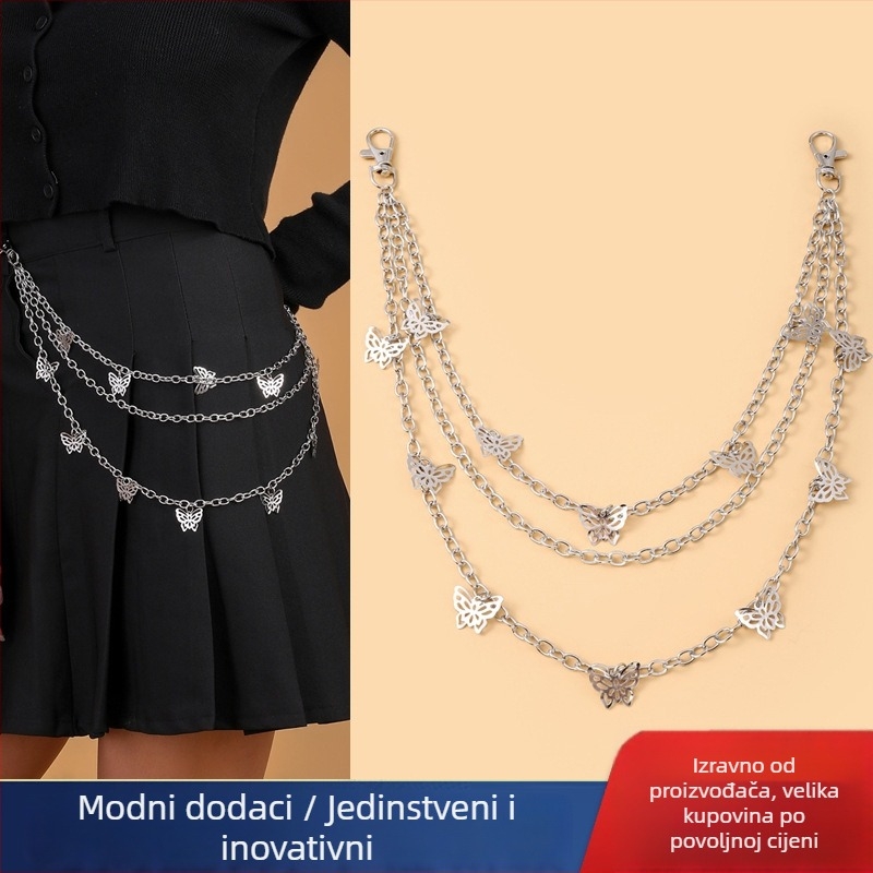Lanac za struk izrezanim leptir motivom, legura, višekružni dizajn, unisex dodatak za mlade