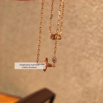 Ogrlica s pozlaćivanjem, Insta stil, cirkon umetci, elektroplating, lanac s zvjezdicom od četiri vrha