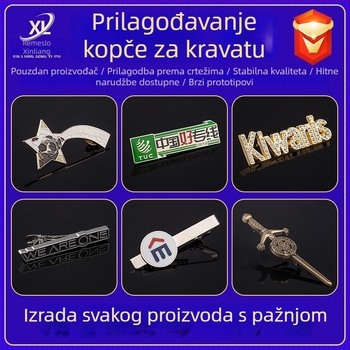 Klip za kravatu s prilagođenim graviranjem i lakiranim završnim slojem, korporativni logo, unisex poslovni dodatak, elektropaliranje, Pt990 čistoća