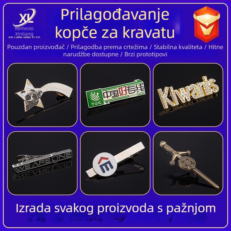 Klip za kravatu s prilagođenim graviranjem i lakiranim završnim slojem, korporativni logo, unisex poslovni dodatak, elektropaliranje, Pt990 čistoća