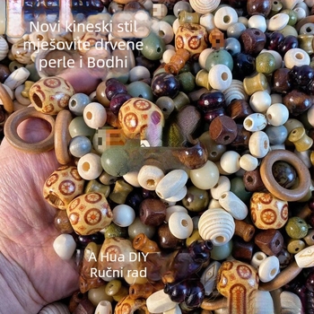 Novi kineski stil prirodne drvene Bodhi perle – miješane perle za navlačenje, ručno izrađene narukvice, perle s rupama