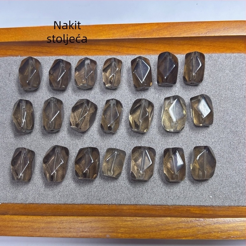 Dimni kvarc osmerokutni slobodni kamen za narukvicu DIY nakit (Smoky quartz)