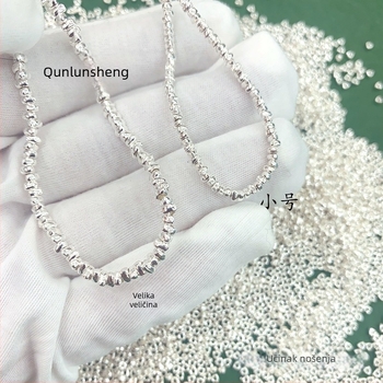 Qunlvsheng S925 srebrne trokutaste perle — dijelovi za DIY narukvicu i ogrlicu, spacer perle od srebra