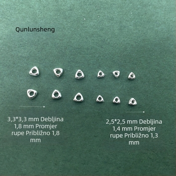 Qunlvsheng S925 srebrne trokutaste perle — dijelovi za DIY narukvicu i ogrlicu, spacer perle od srebra