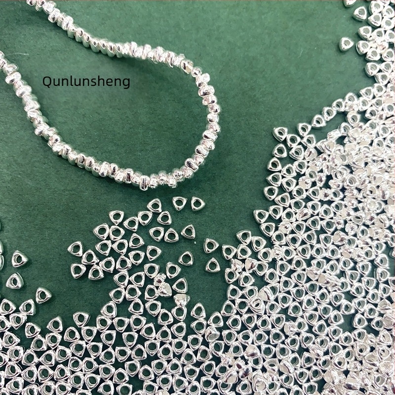 Qunlvsheng S925 srebrne trokutaste perle — dijelovi za DIY narukvicu i ogrlicu, spacer perle od srebra