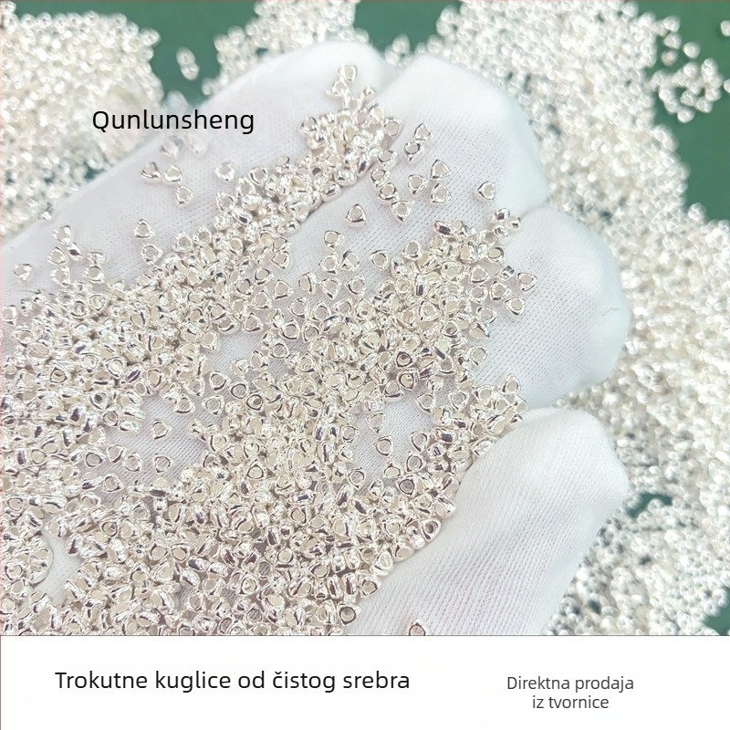 Qunlvsheng S925 srebrne trokutaste perle — dijelovi za DIY narukvicu i ogrlicu, spacer perle od srebra