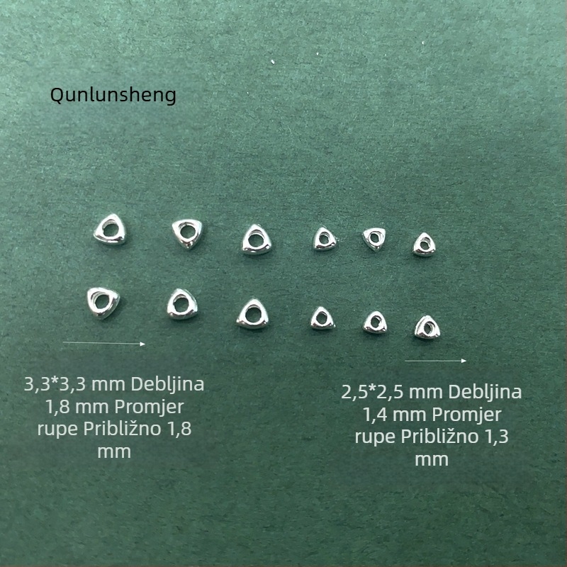 Qunlvsheng S925 srebrne trokutaste perle — dijelovi za DIY narukvicu i ogrlicu, spacer perle od srebra