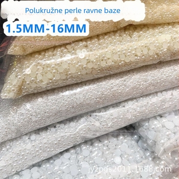 Off-White polukružne perle s ravnim stražnjim dijelom, bez rupa – perle za DIY manikuru i izradu nakita