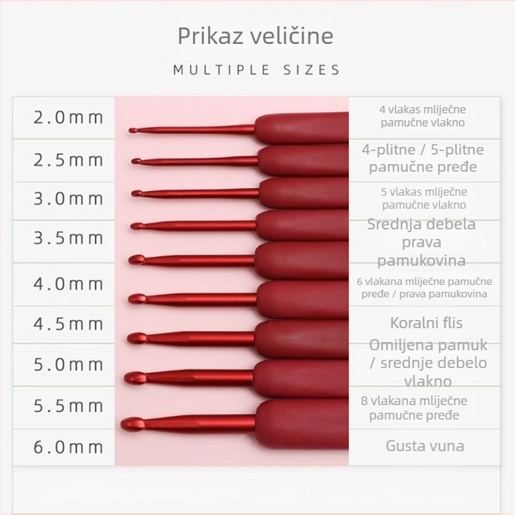 Set kvačkanja s ručkama od nehrđajućeg čelika i mekanim držanjem, potpuno alat za kvačkanje uz DIY materijale