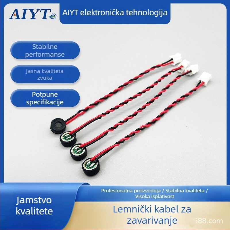 6027 Mikrofon kapsula s ugrađenim dvostrukim kondenzatorom za smanjenje šuma i anti-interferenciju, 2-pin 1,25 mm priključak za lemljenje