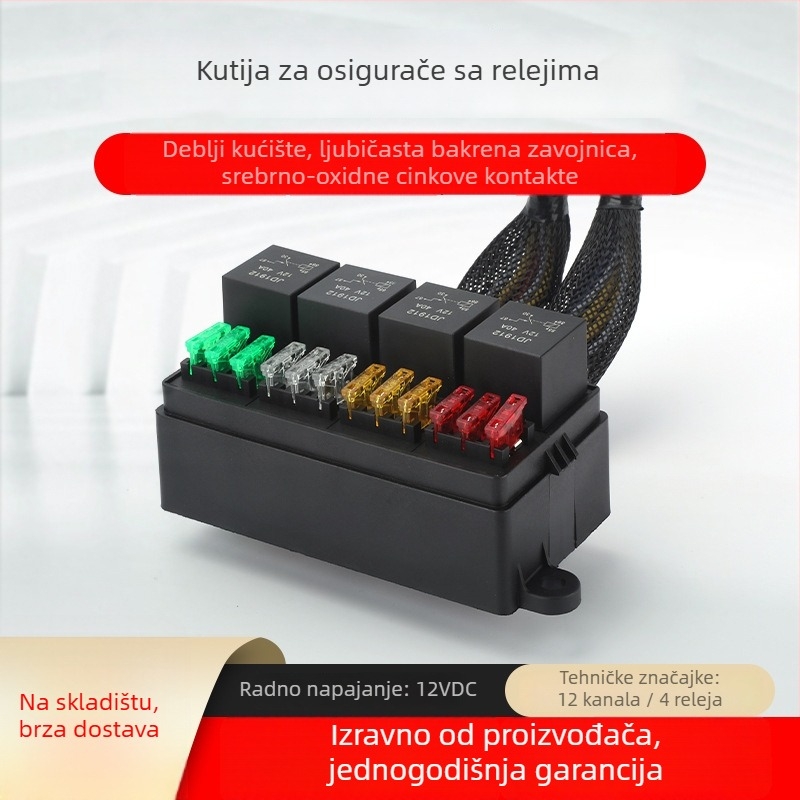 12-kanalna kutija releja i osigurača, 12V/24V, za automobile i RV, modularni dizajn