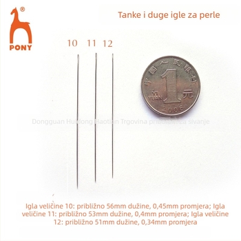 PONY igla za perle, čelična ručna igla za šivanje, vitka, uvozena