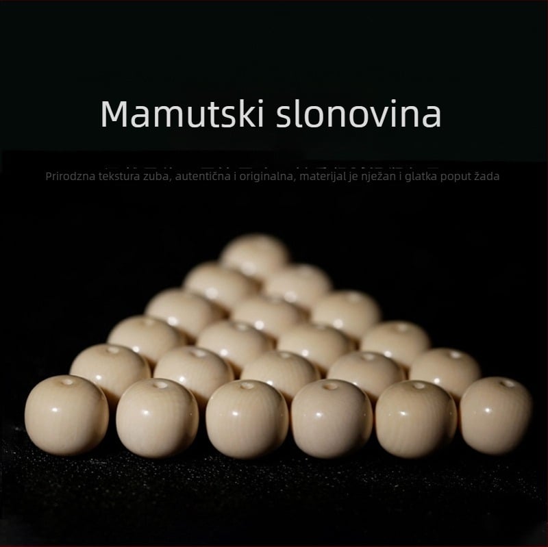 Ogrlica od mamutske slonovine s cilindričnim zrnom — geometrijski oblik, izrezbareno, s jednim slobodnim zrnom